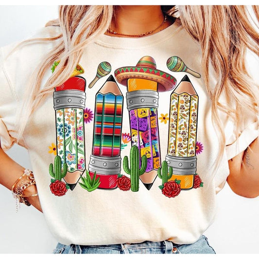 Cinco De Mayo Teacher Tshirt Sweatshirt, Teacher Pencil, Funny Fiesta Teacher Shirt, Fiesta Classroom, Unisex Sweater...