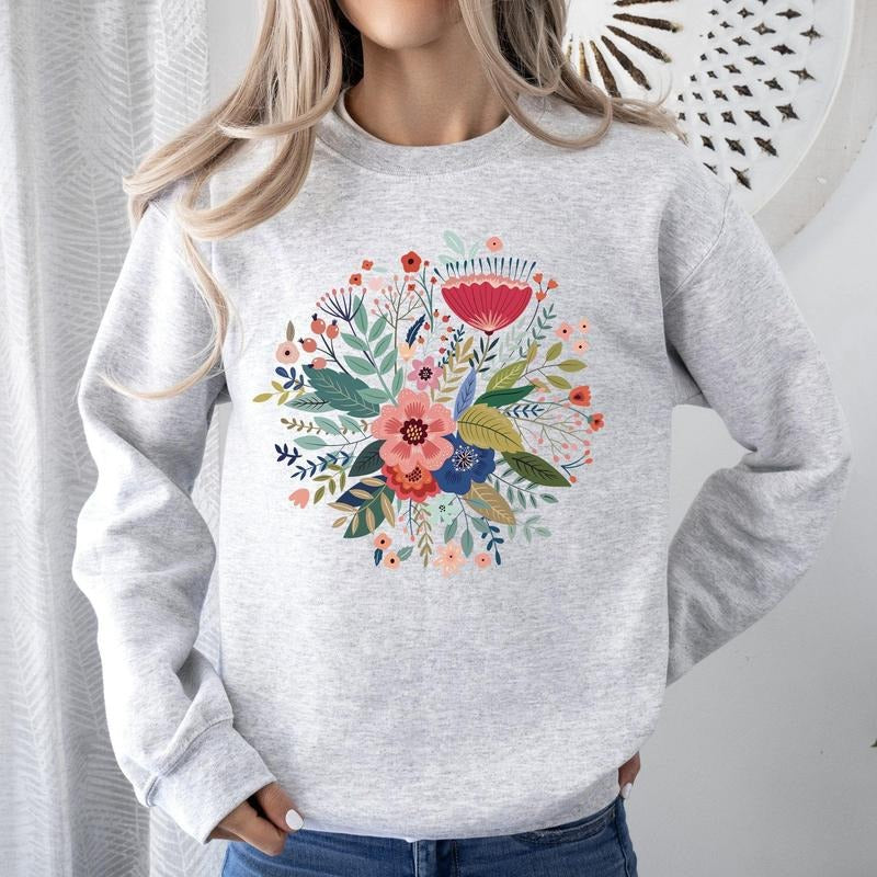 Circular Floral Folk Art Sweatshirt T-Shirts, Hoodie | WearSparks.com