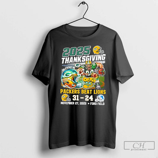 Classic 2025 Thanksgiving Green Bay Packers Beat Detroit Lions Ford Field T-Shirts, Hoodie, Sweatshirt | WearSparks.com