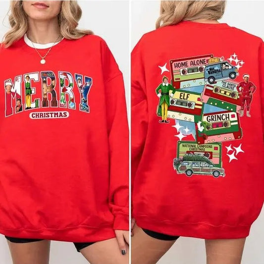 Classic 90s Christmas Movies Shirt, Retro Christmas Movies Two Sides Shirt, Merry Christmas Sweatshirt Hoodie
