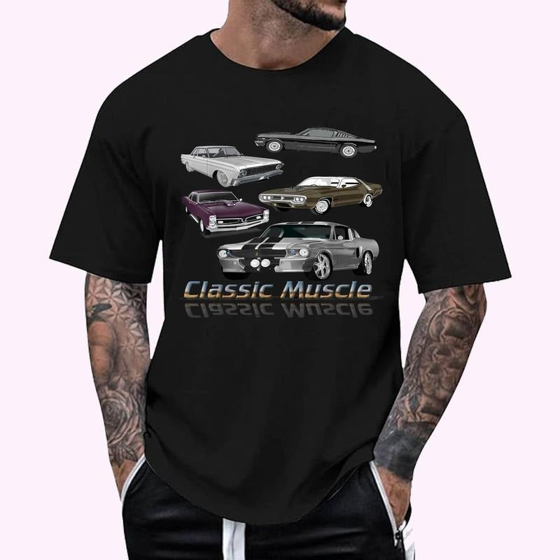 Classic American Muscle Cars Novelty T-Shirt , Unisex Cotton 100%, Top Menswear Hoodie, Sweatshirt | WearSparks.com