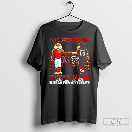 Classic Auburn Tigers On Saturdays Vs Atlanta Falcons On Sundays Mascot Skyline T Shirts Sweater Hoodie, Sweatshirt