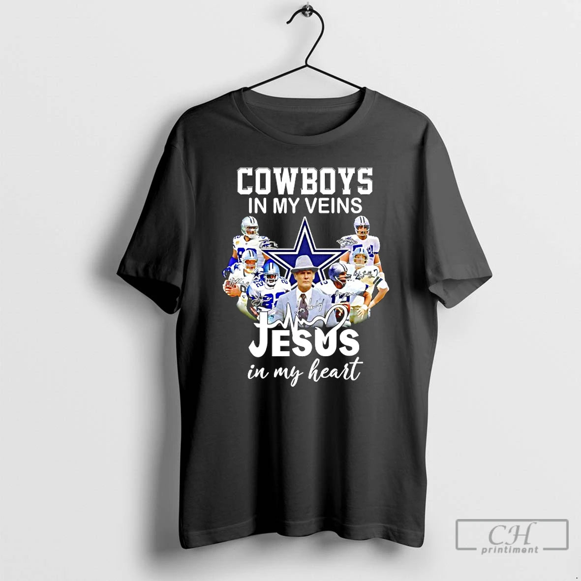 Classic Cowboys In My Veins Jesus In My Heart Player Collage Signatures T Shirts Sweater Hoodie, Sweatshirt | WearSparks.com