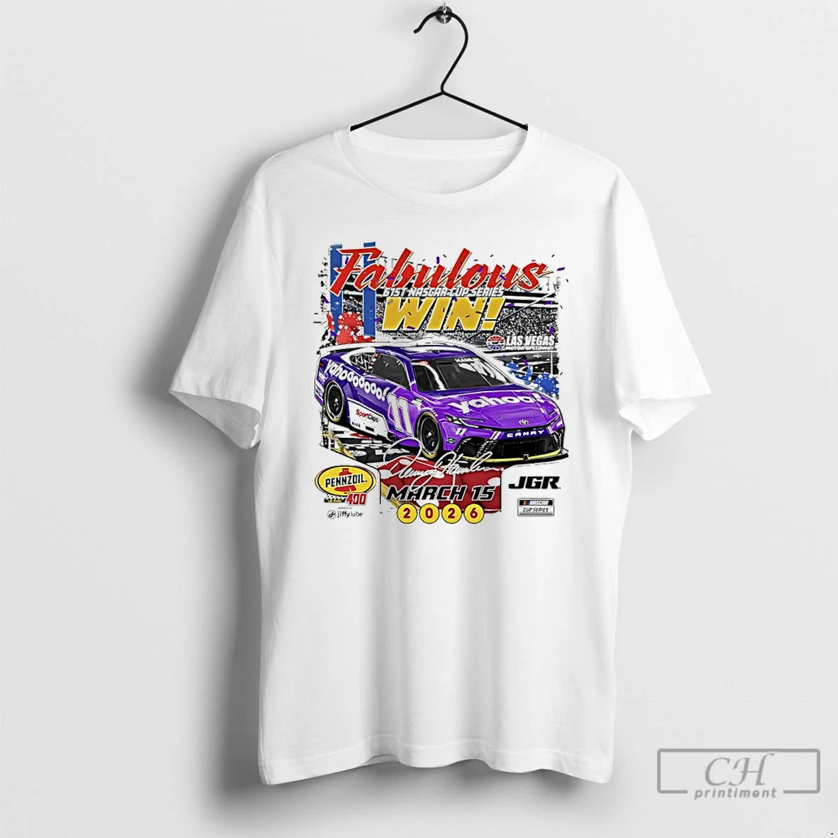 Classic Denny Hamlin Fabulous 61st Nascar Cup Series 2026 Pennzoil 400 Winner Signature T Shirts