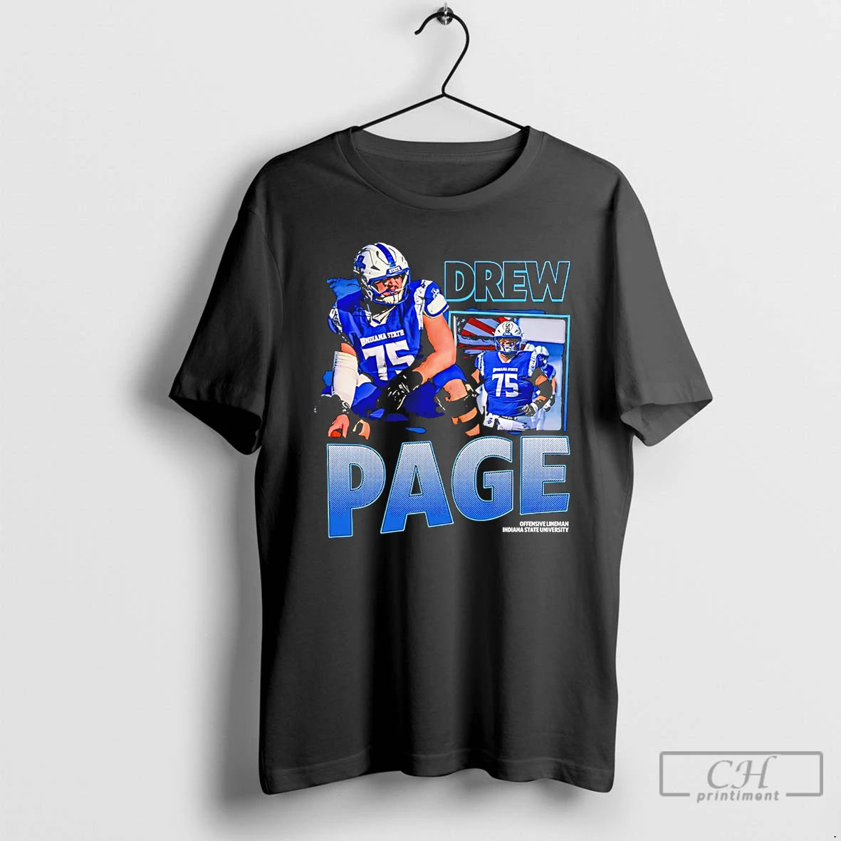 Classic Drew Page Offensive Lineman Indiana State Basketball Graphic