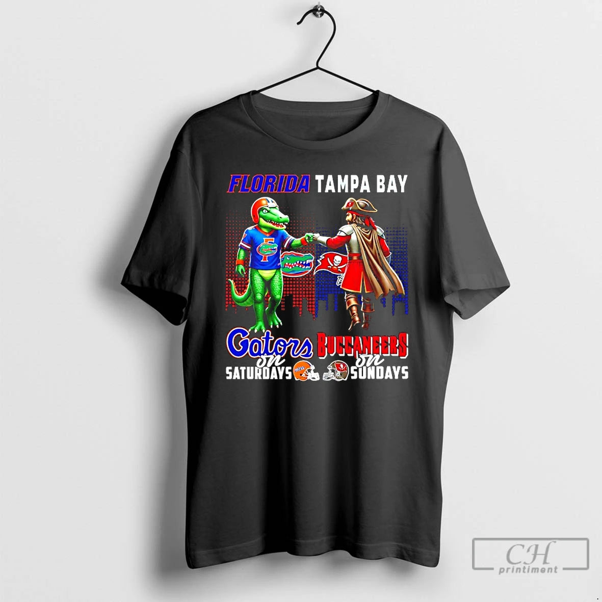 Classic Florida Gators On Saturdays Vs Tampa Bay Buccaneers On Sundays Mascot Skyline T Shirts Hoodie, Sweatshirt