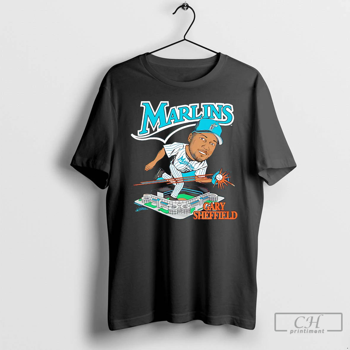 Classic Florida Marlins Gary Sheffield Signature Caricature