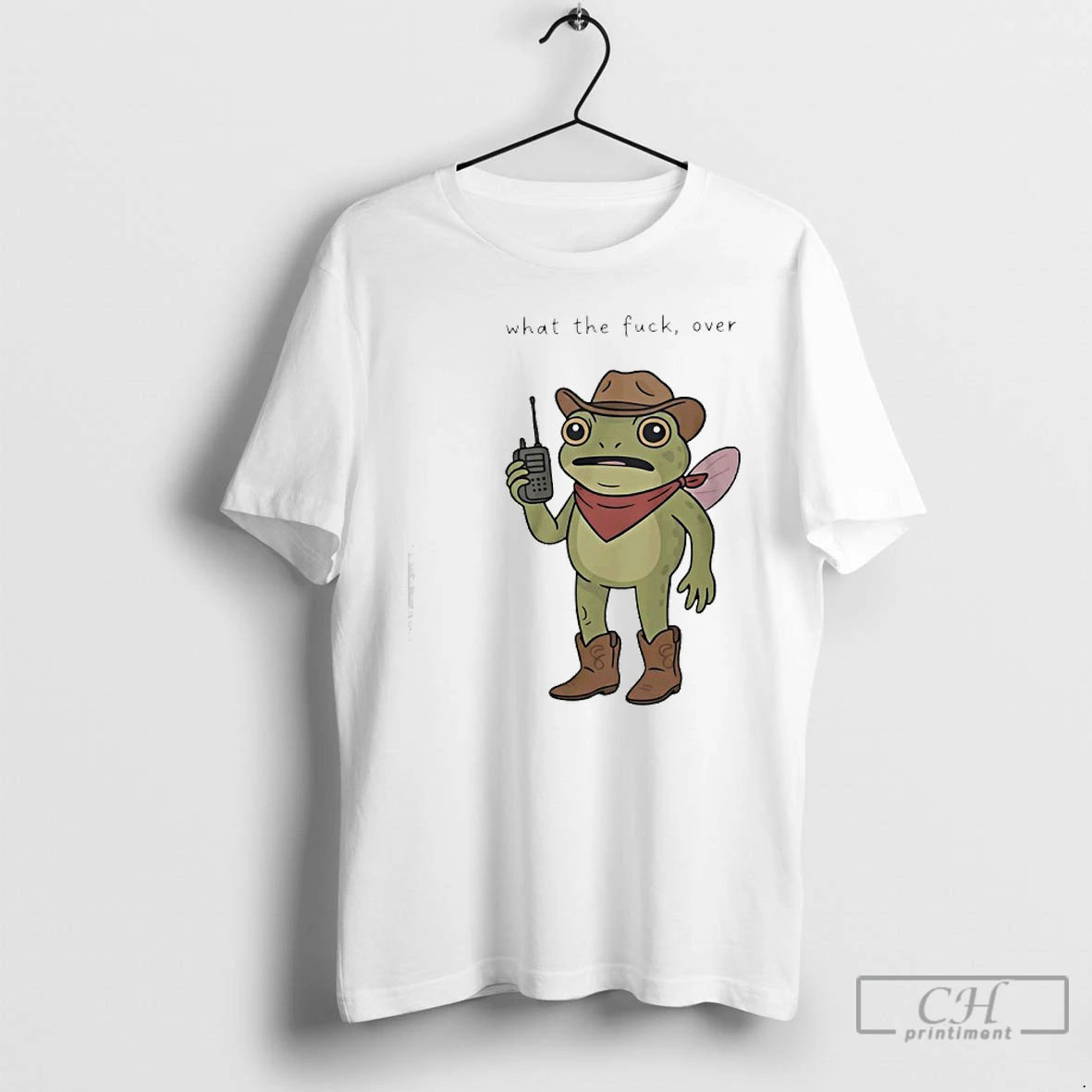 Classic Frog Cowboy Holding Walkie Talkie What The Fuck Over T-Shirts, Hoodie, Sweatshirt | WearSparks.com