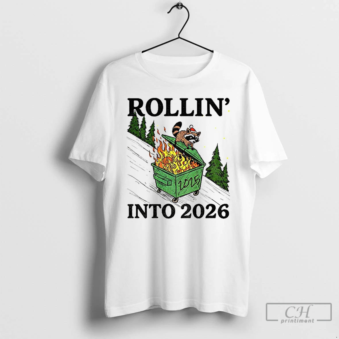 Classic Funny Raccoon Feral Rollin Into 2026 Christmas Happy New Year T-Shirts, Hoodie, Sweatshirt | WearSparks.com