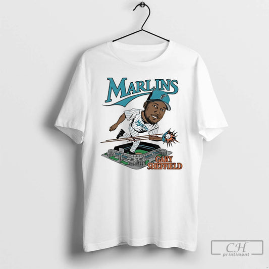 Classic Gary Sheffield Florida Marlins Player Caricature Graphic