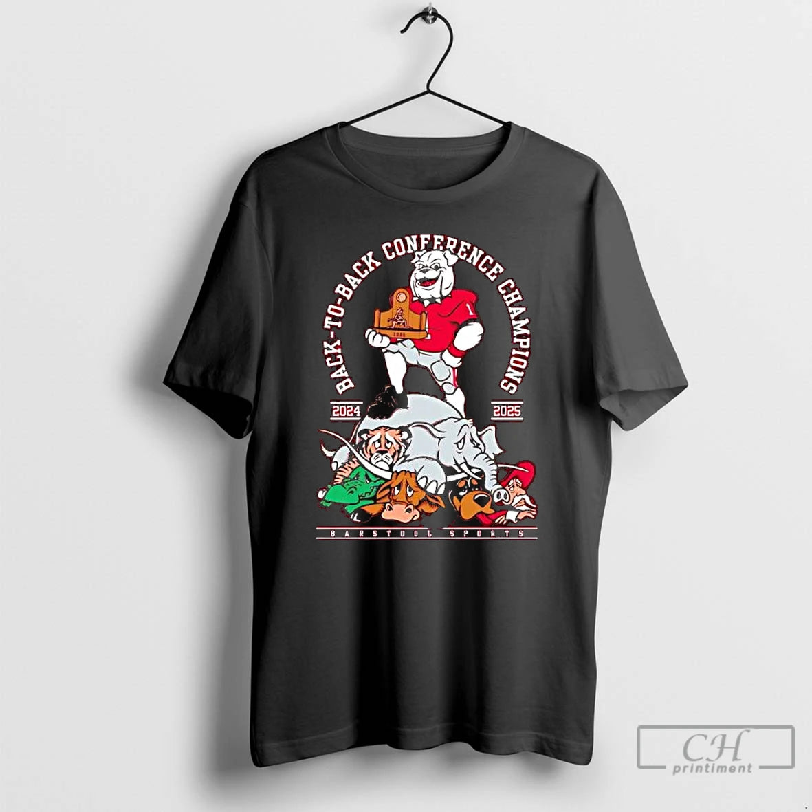 Classic Georgia Bulldogs Back To Back Conference Champions 2024 2025 Mascots Graphic T Shirts Sweater Hoodie, Sweatshirt