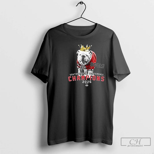 Classic Georgia Bulldogs Boom 2025 Sec Championship Uga The King Circle Black T Shirts Sweater Hoodie, Sweatshirt