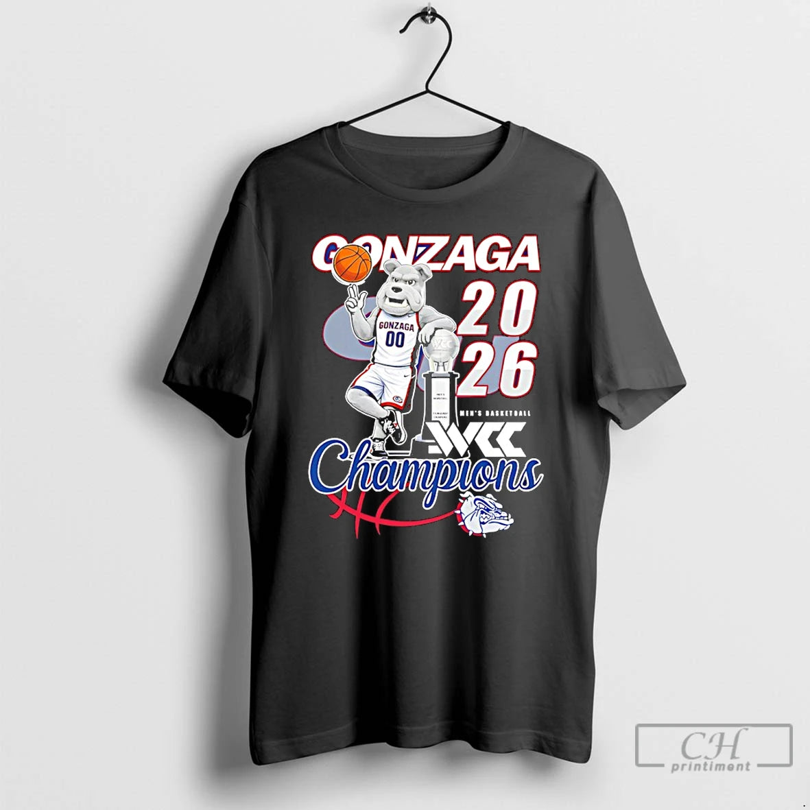 Classic Gonzaga Bulldogs 2026 Wcc Champions Mens Basketball Mascot And Trophy