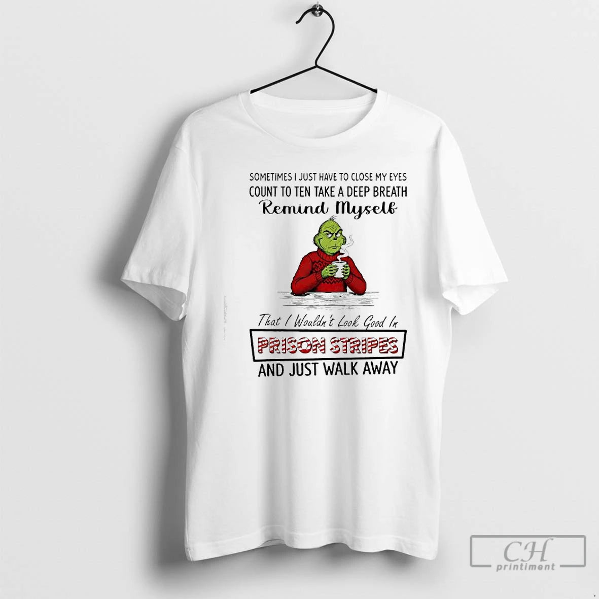 Classic Grinch Santa Remind Myself Prison Stripes And Just Walk Away T-Shirts, Hoodie, Sweatshirt | WearSparks.com