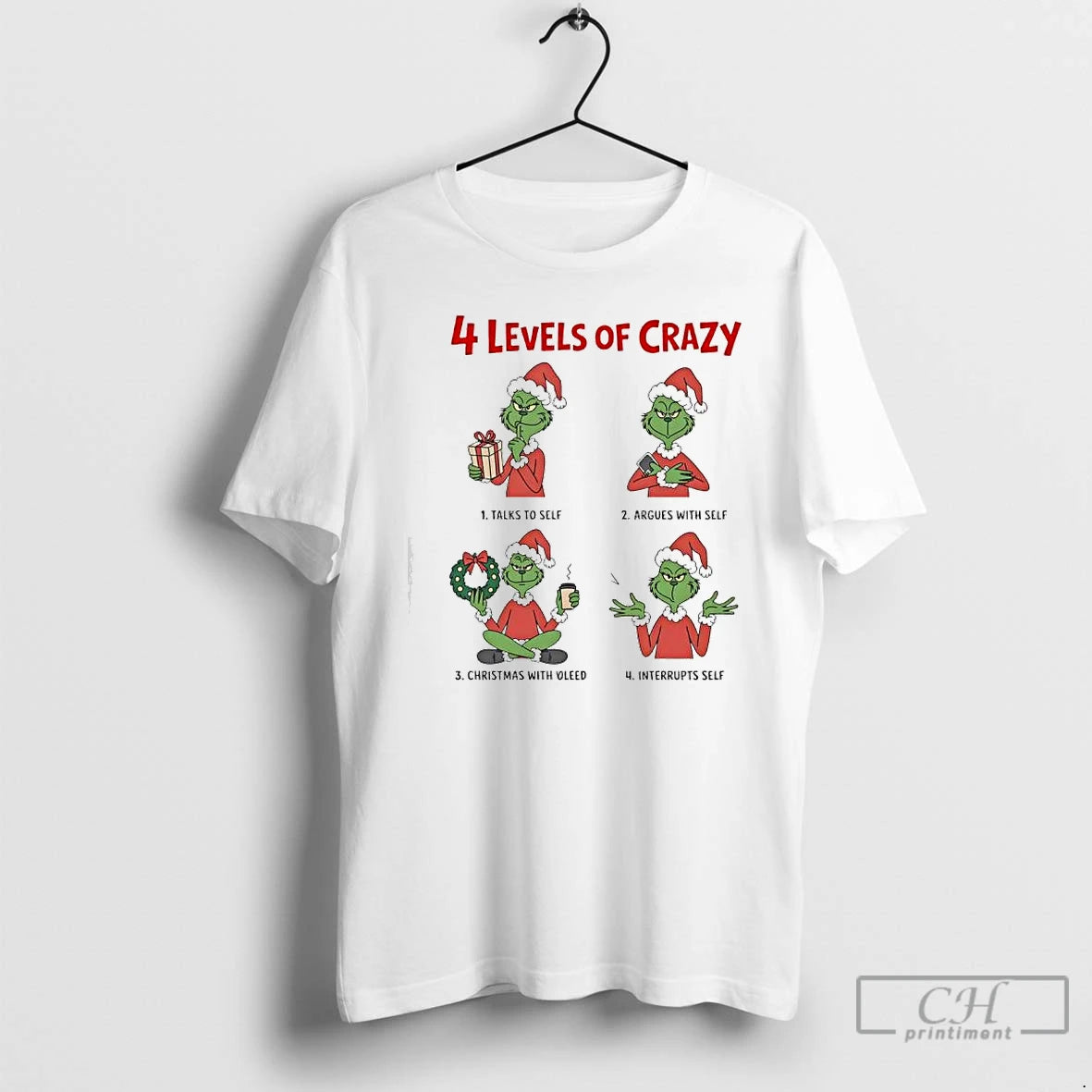 Classic Grinch Xmas Four Escalating Levels Of Crazy T-Shirts, Hoodie, Sweatshirt | WearSparks.com