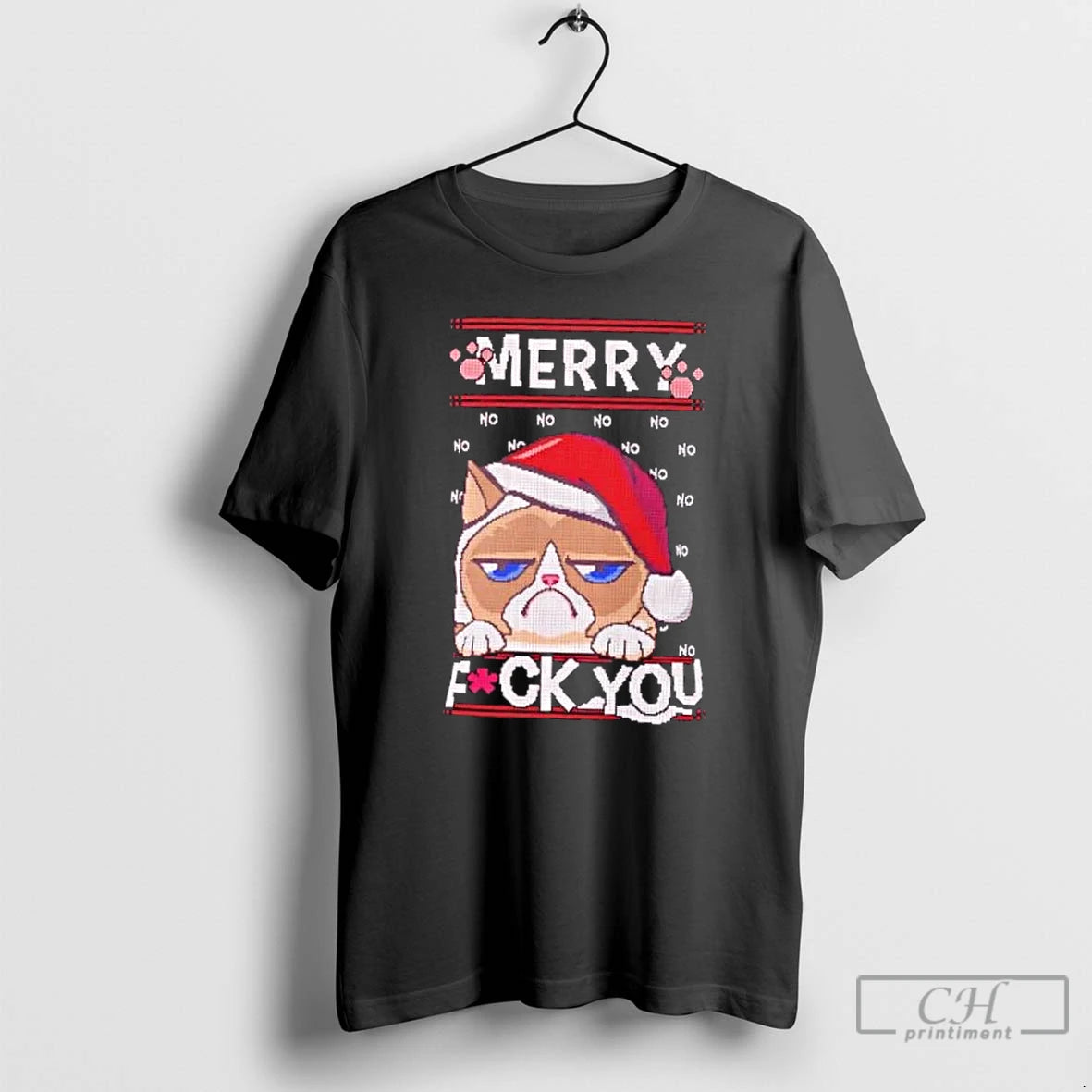 Classic Grumpy Cat Ugly Christmas Pixel Art Holiday T-Shirts, Hoodie, Sweatshirt | WearSparks.com