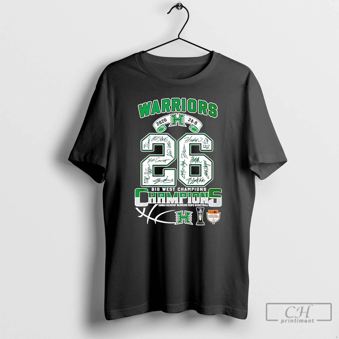Classic Hawaii Rainbow Warriors 2026 Big West Champions 24 8 Score Signatures T Shirts Sweater