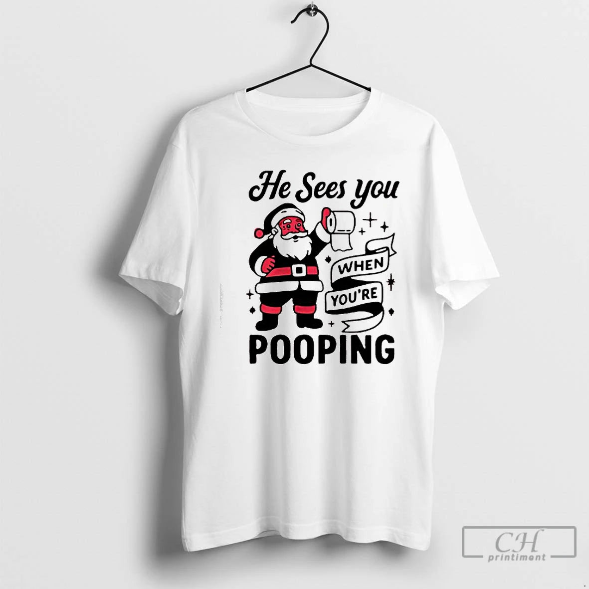 Classic He Sees You When Youre Pooping Christmas Santa Claus T-Shirts, Hoodie, Sweatshirt | WearSparks.com