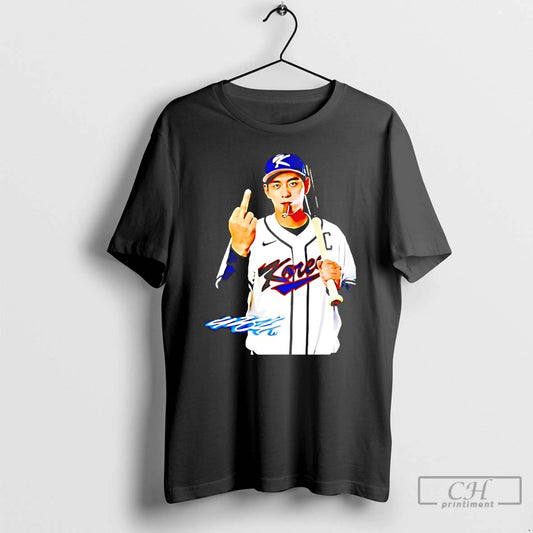 Classic Jung Hoo Lee Korea World Baseball Smoking And Middle Finger Signature T Shirts Sweater
