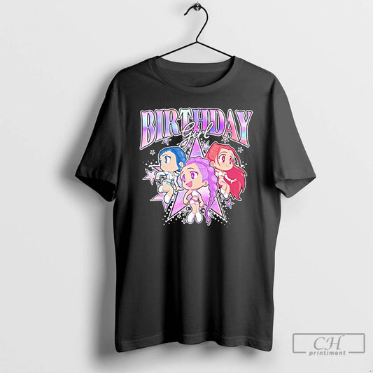 Classic Kpop Demon Hunters Birthday Girl Adorable Chibi Group Shot T-Shirts, Hoodie, Sweatshirt | WearSparks.com