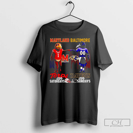 Classic Maryland Terrapins On Saturdays Baltimore Ravens On Sundays Mascot T-Shirts, Hoodie, Sweatshirt | WearSparks.com