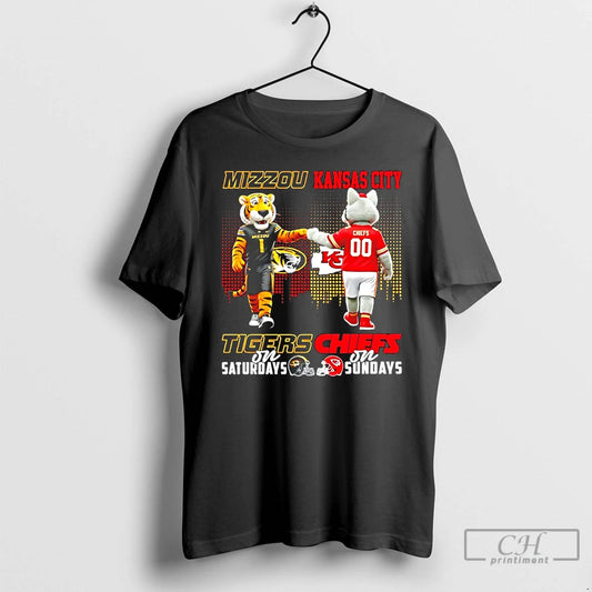 Classic Missouri Tigers On Saturdays Vs Kansas City Chiefs On Sundays Mascot Skyline T Shirts Hoodie, Sweatshirt