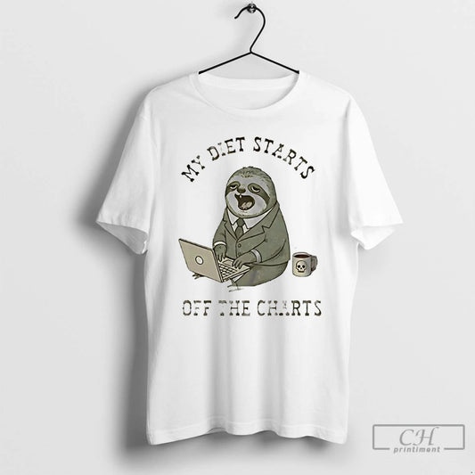 Classic My Diet Starts Off The Charts Sloth T-Shirts, Hoodie, Sweatshirt | WearSparks.com