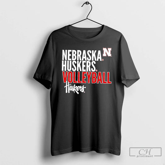 Classic Nebraska Huskers Volleyball Text Logo Overlay T-Shirts, Hoodie, Sweatshirt | WearSparks.com