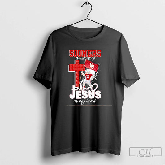 Classic Oklahoma Sooners Football In My Veins Jesus In My Heart Mascot Flag T Shirts Hoodie, Sweatshirt | WearSparks.com