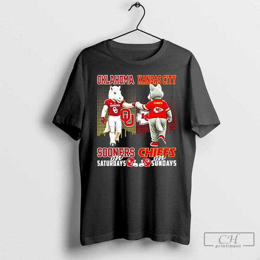 Classic Oklahoma Sooners On Saturdays Vs Kansas City Chiefs On Sundays Mascot Skyline T Shirts Hoodie, Sweatshirt