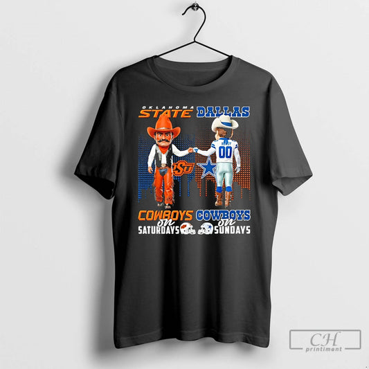 Classic Oklahoma State Cowboys On Saturdays X Dallas Cowboys On Sundays Mascot T Shirts Sweater Hoodie, Sweatshirt