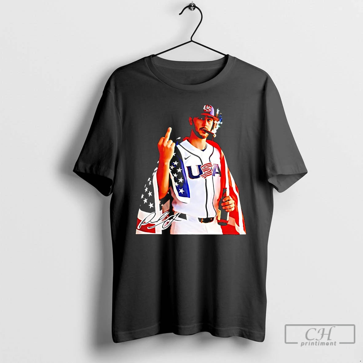 Classic Paul Skenes Usa World Baseball Smoking And Middle Finger Signature