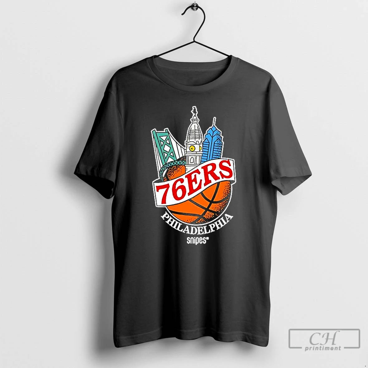 Classic Philadelphia 76ers Snipes Benjamin Franklin Bridge And Philadelphia City Hall Tower T Shirts Sweater Hoodie,...