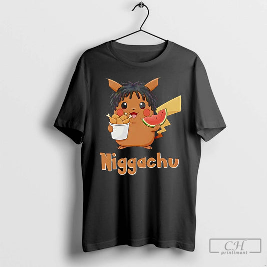 Classic Pikachi X Nigga Niggachu Eat Fried Chicken Drumsticks And Watermelon T-Shirts, Hoodie, Sweatshirt | WearSparks.com