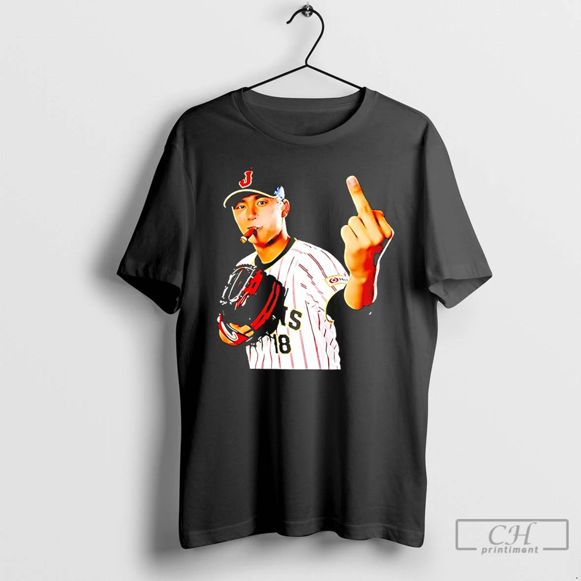 Classic Roki Sasaki Japan World Baseball Smoking And Middle Finger Graphic