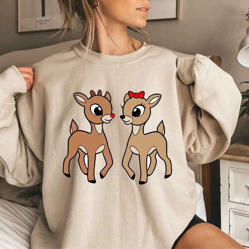 Classic Rudolph and Clarice Sweatshirt, Merry Christmas, Holiday Outfit, christmas TV Movie Shirt, Rudolph the Red Nosed...