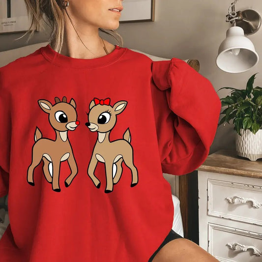 Classic Rudolph and Clarice Sweatshirt, Rudolph the Red-nosed Reindeer Christmas Shirt,Christmas Frosty's Snowflake...