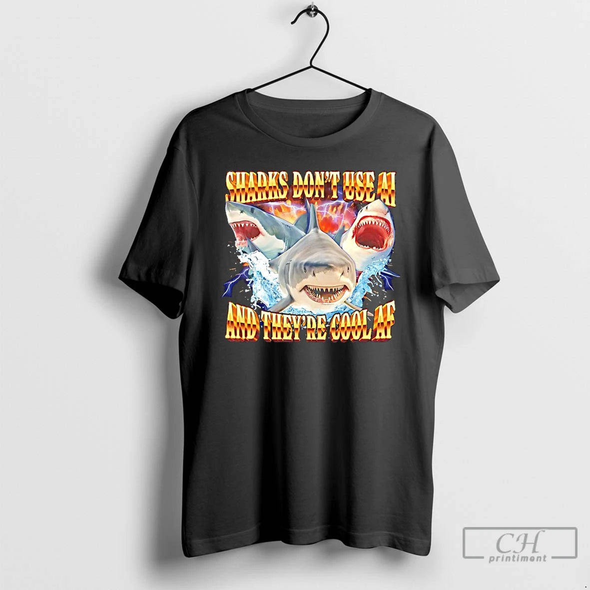 Classic Sharks Dont Use Ai And Theyre Cool Af 90s Bootleg T-Shirts, Hoodie, Sweatshirt | WearSparks.com
