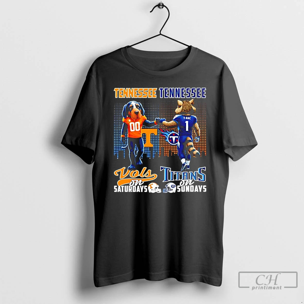 Classic Tennessee Volunteers On Saturdays Vs Tennessee Titans On Sundays Mascot City Skyline T Shirts Hoodie, Sweatshirt