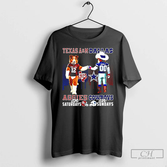 Classic Texas Am Aggies On Saturdays Vs Dallas Cowboys On Sundays Mascot Skyline T Shirts Hoodie, Sweatshirt | WearSparks.com