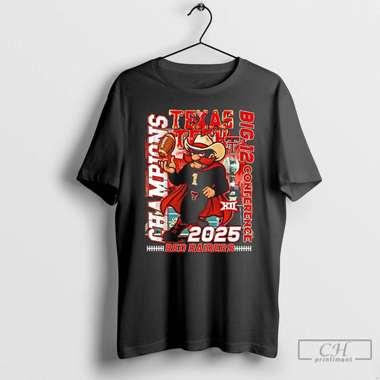 Classic Texas Tech Red Raiders 2025 Big 12 Conference Champions Mascot Logo T Shirts Sweater Hoodie, Sweatshirt