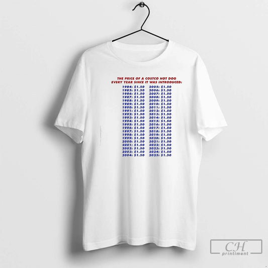 Classic The Price Of A Hotdog Every Year Since It Was Introduced T Shirts Sweater Hoodie, Sweatshirt | WearSparks.com