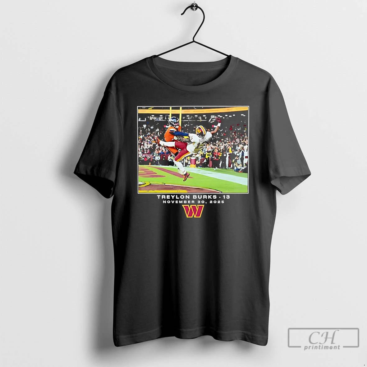Classic Treylon Burks Catching Moment Photo Washington Commanders T-Shirts, Hoodie, Sweatshirt | WearSparks.com