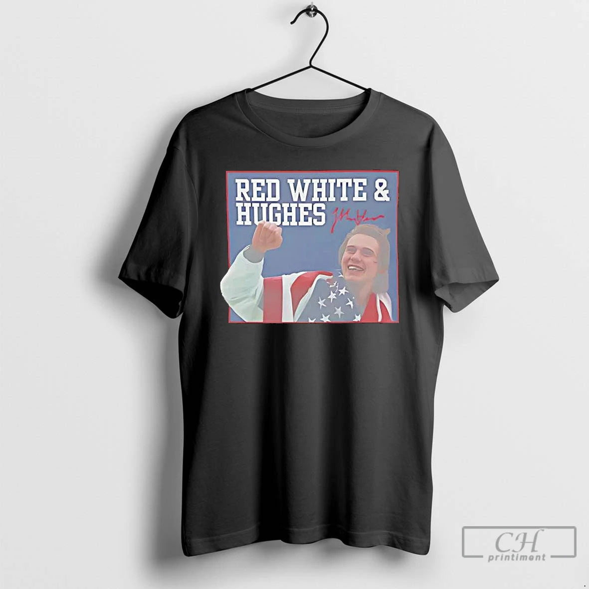 Classic Usa Hockey Red White And Jack Hughes Signature