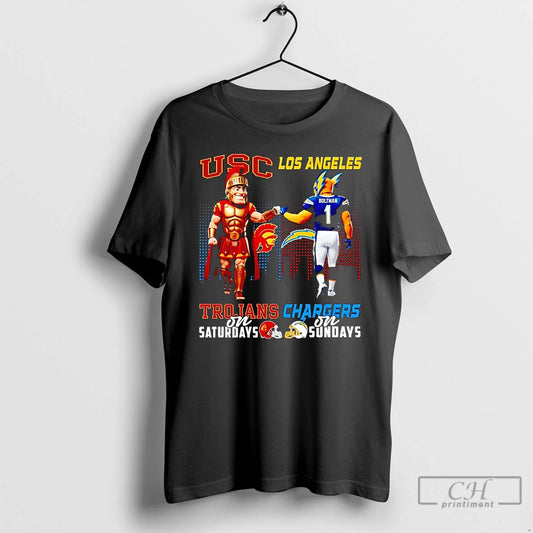 Classic Usc Trojans On Saturdays Los Angeles Chargers On Sundays Mascot T-Shirts, Hoodie, Sweatshirt | WearSparks.com