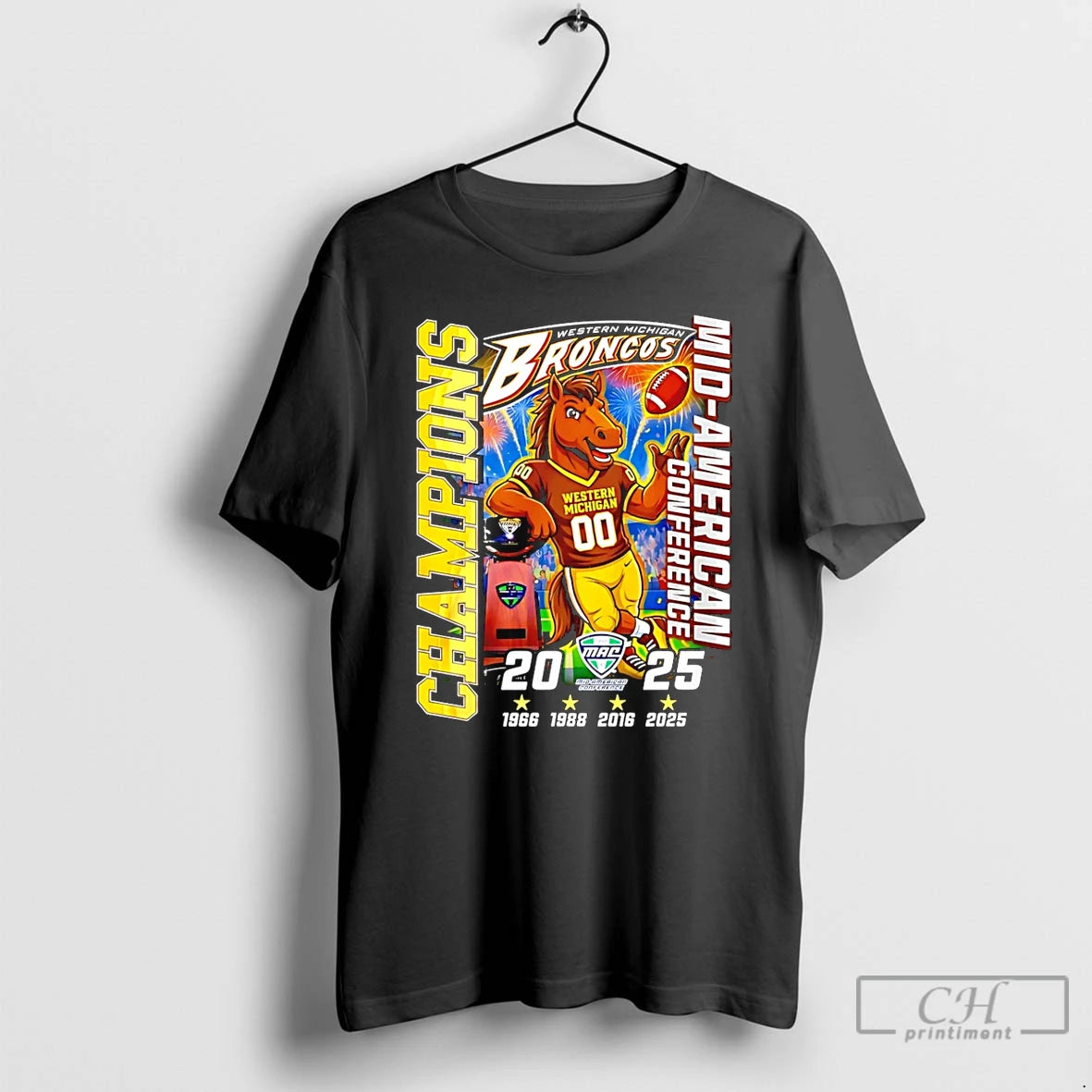 Classic Western Michigan Broncos 2025 Mid American Conference Champions 4 Time Mascot T Shirts Sweater Hoodie, Sweatshirt