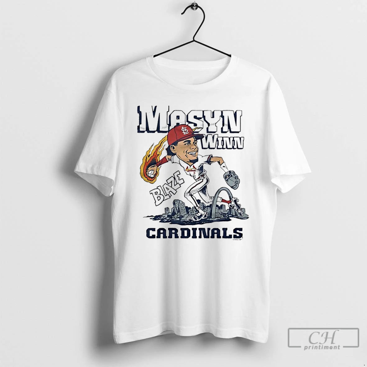 Classic Winn Blaze Cardinals Masyn Baseball Player Caricature Graphic