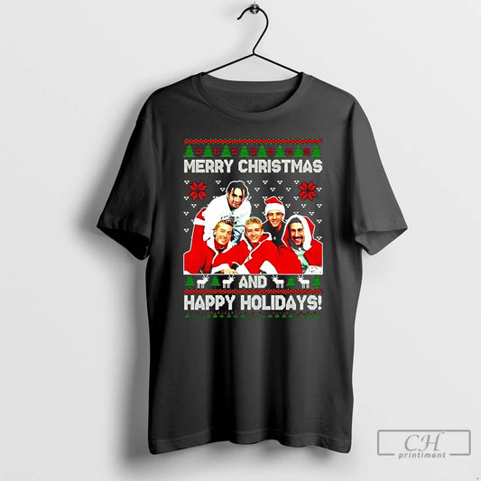 Classic Y2k Boy Band Merry Christmas Happy Holidays T-Shirts, Hoodie, Sweatshirt | WearSparks.com