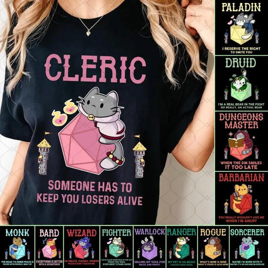 Cleric dnd shirt, dnd shirt, rogue love shirt, Cat DnD Shirt, Funny Unisex Tee, Mental Health DM Gift, Game Masters...