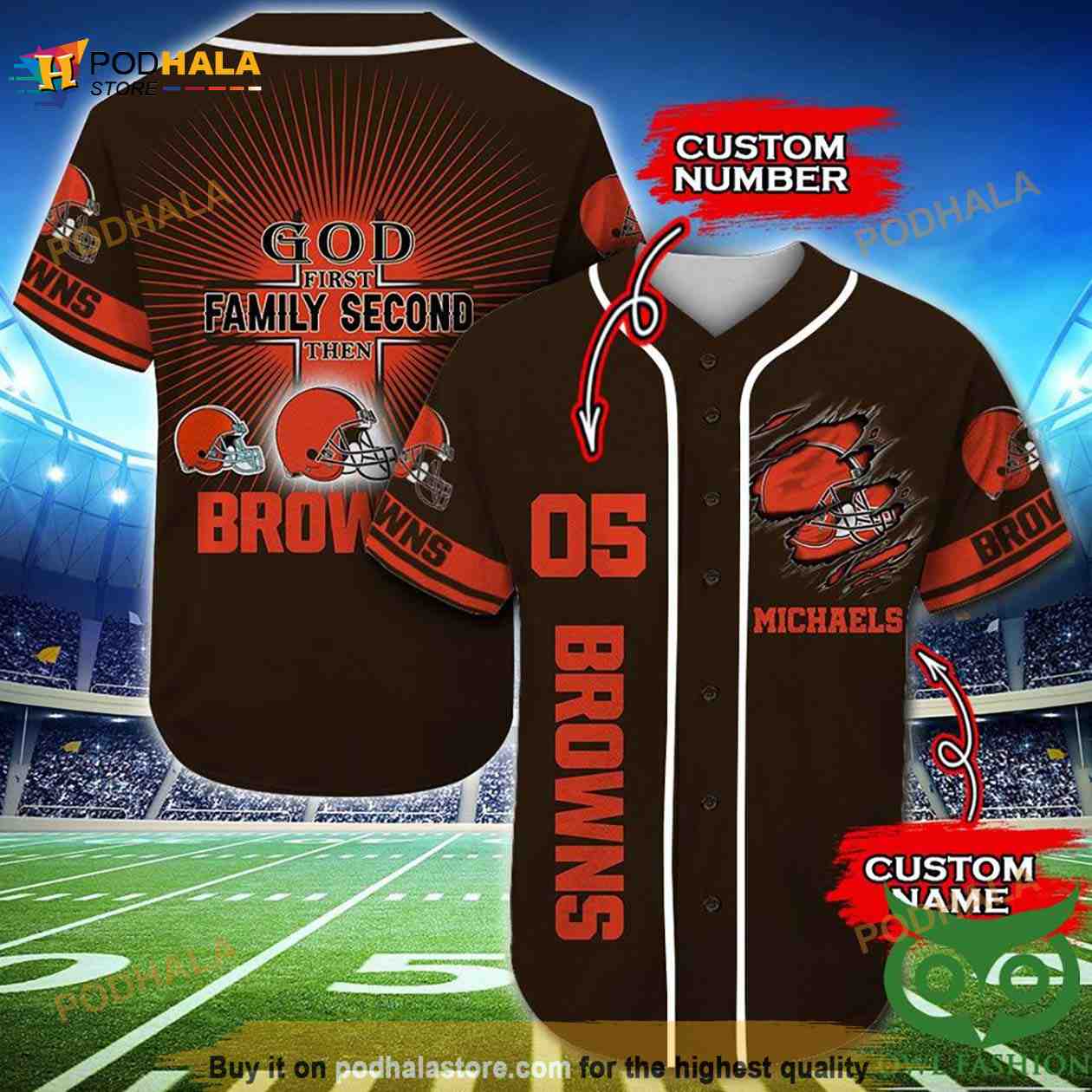 Cleveland Browns 3D Baseball Jersey Personalized Gift, Custom Name Number